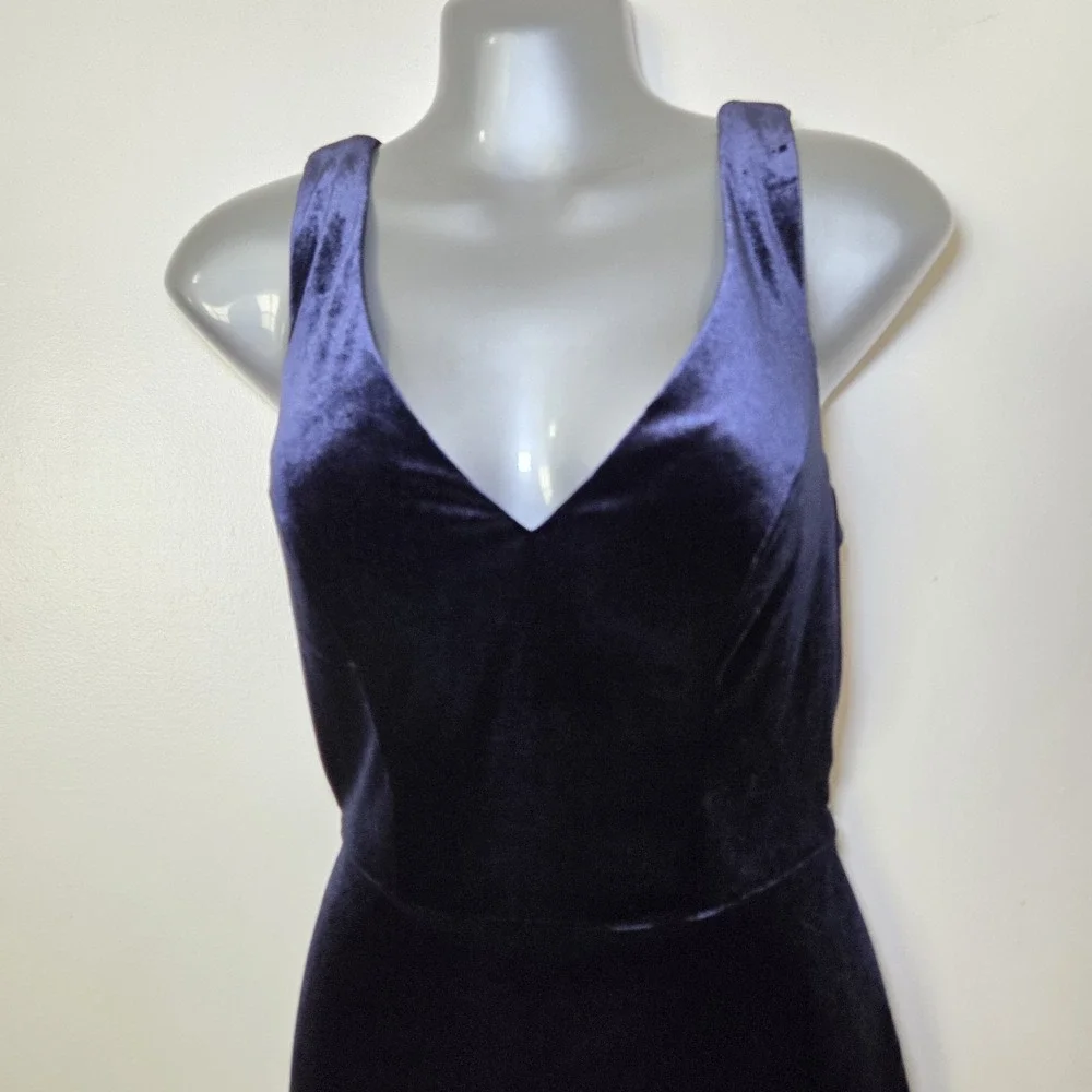 Revelry Dakota Velvet Dress Blue‎ Maxi Formal Bridesmaid Size 2